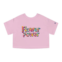 Light pink cropped T-shirt with floral Flower Power graphic from Champion