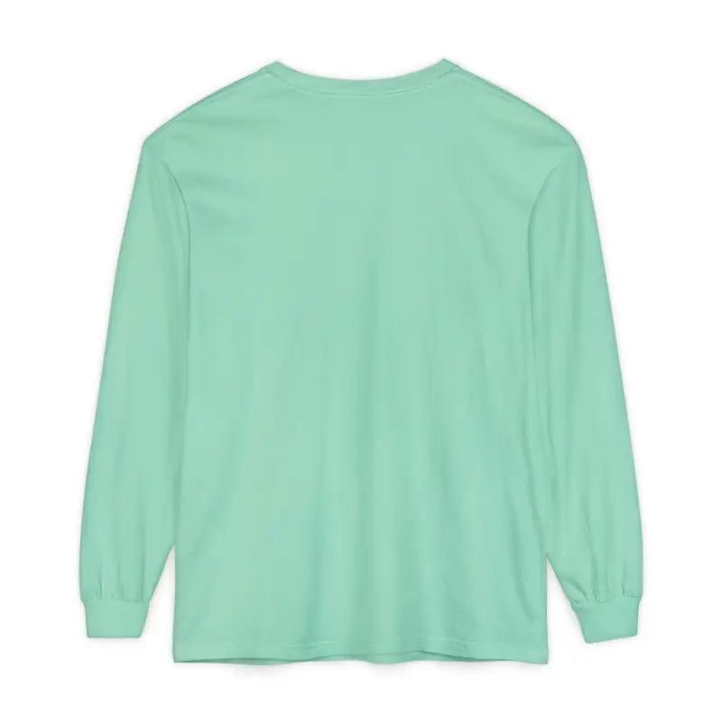 Mint green long-sleeved shirt featuring Christmas Dinosaur and lights design