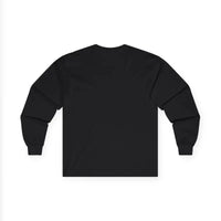 Dark Gray Long Sleeve Moon Child Graphic Shirt featuring a black long-sleeved crew-neck T-shirt