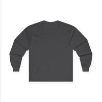 Dark gray long sleeve crew-neck T-shirt with Moon Child graphic design