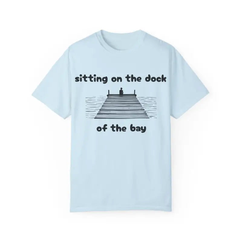 Light blue Dock Of The Bay Graphic T Shirt featuring a dock graphic design