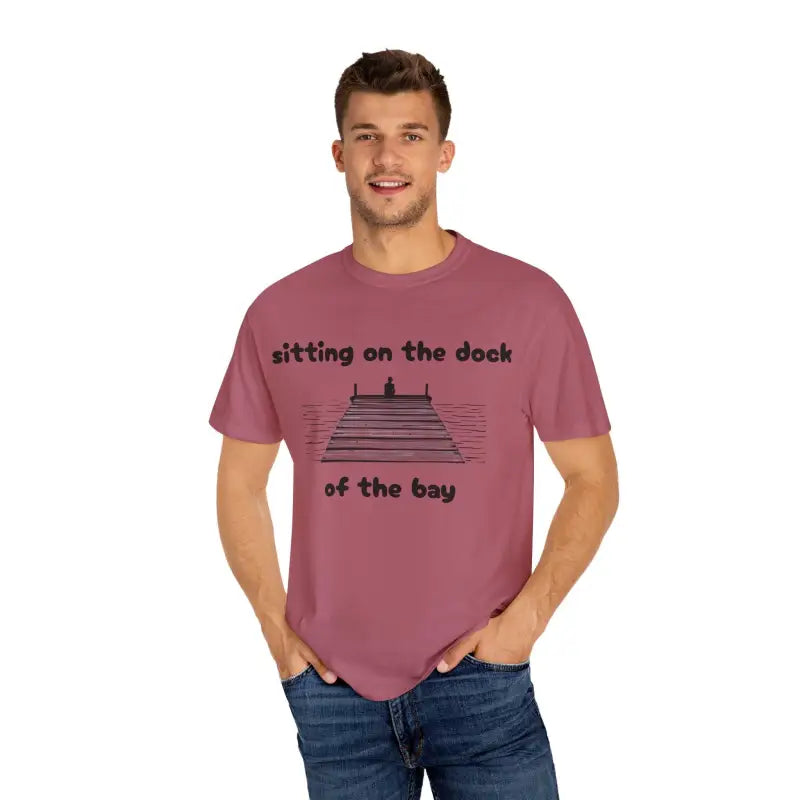 Mauve Dock Of The Bay Graphic T Shirt featuring a stylish dock graphic design