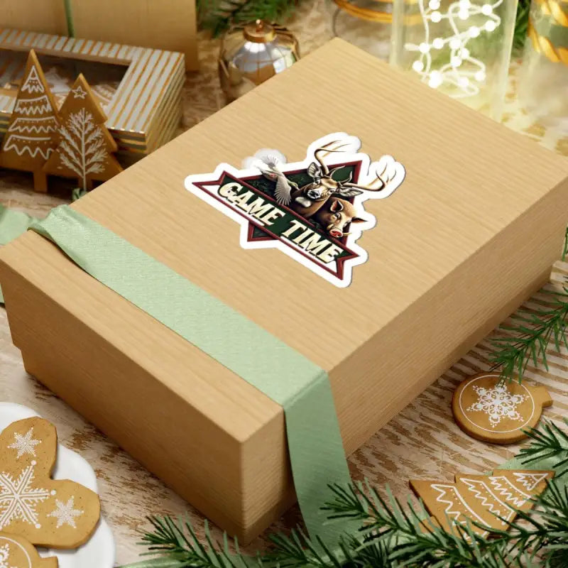 Gift box showcasing Hunting Emblem Sticker featuring Deer, Boar, and Duck designs