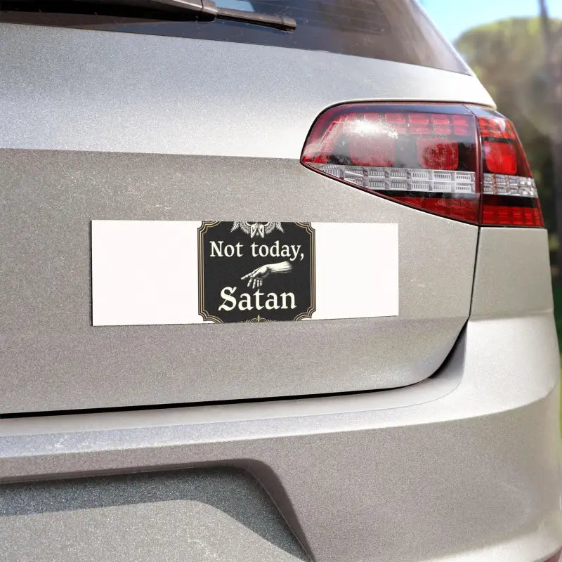 Not Today Satan Truck Tailgate Car Magnet featuring a humorous car bumper sticker design