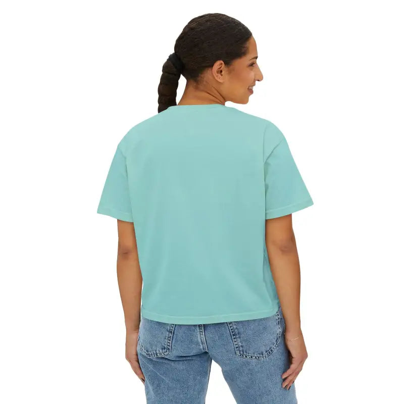 Woman in light blue t-shirt and jeans from Pinup Girl Collection for stylish outfits