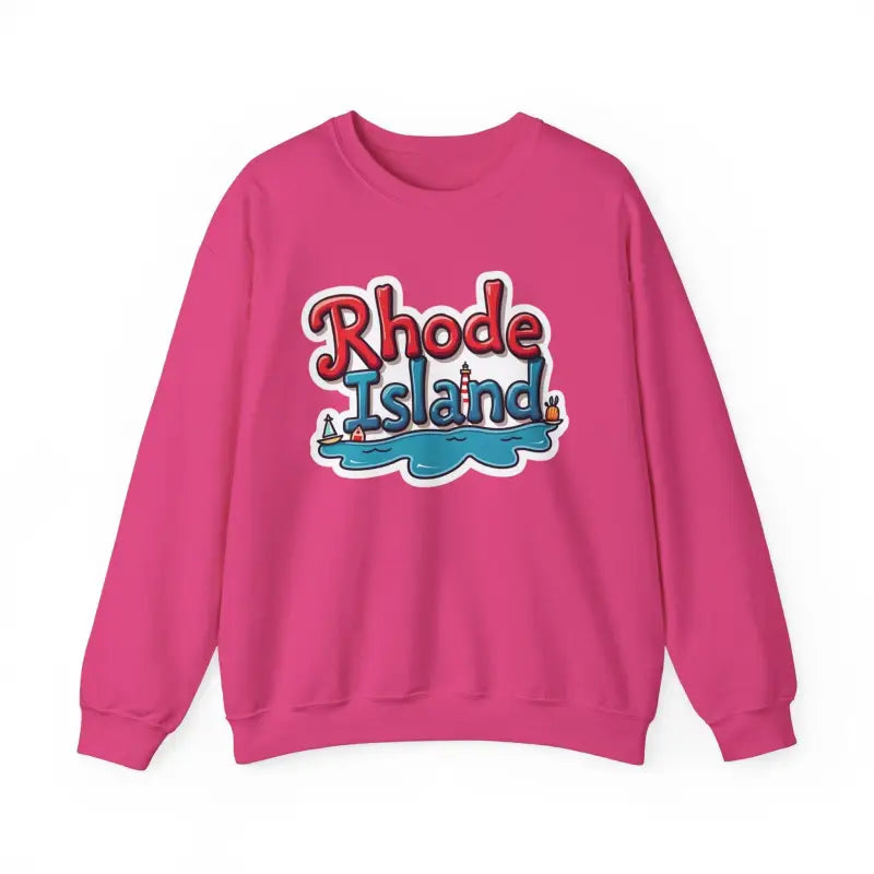 Pink Rhode Island Graphic Crewneck Sweatshirt for stylish casual wear and comfort