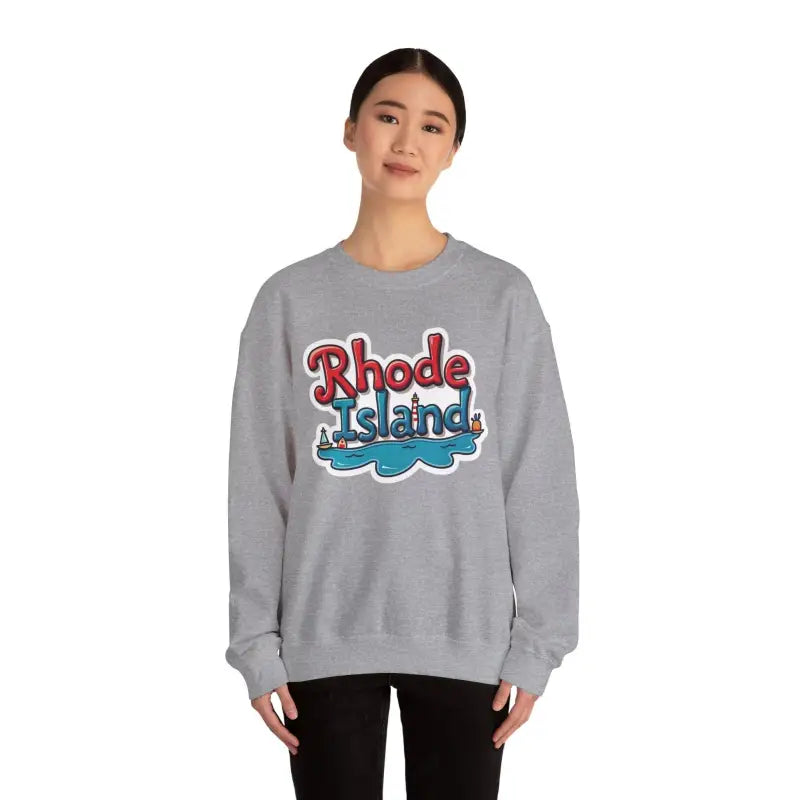 Gray Rhode Island Graphic Crewneck Sweatshirt for stylish comfort and casual wear