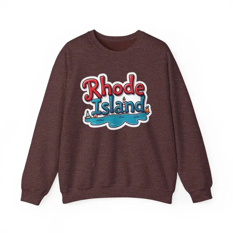 Brown Rhode Island Graphic Crewneck Sweatshirt showcasing a stylish and cozy design