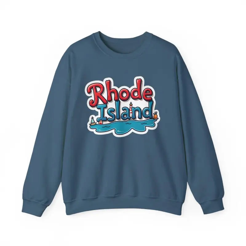 Blue Rhode Island Graphic Crewneck Sweatshirt showcasing a stylish design