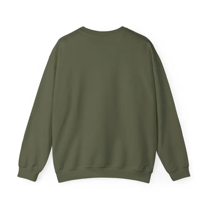 Olive green crewneck sweatshirt featuring Rhode Island graphic design
