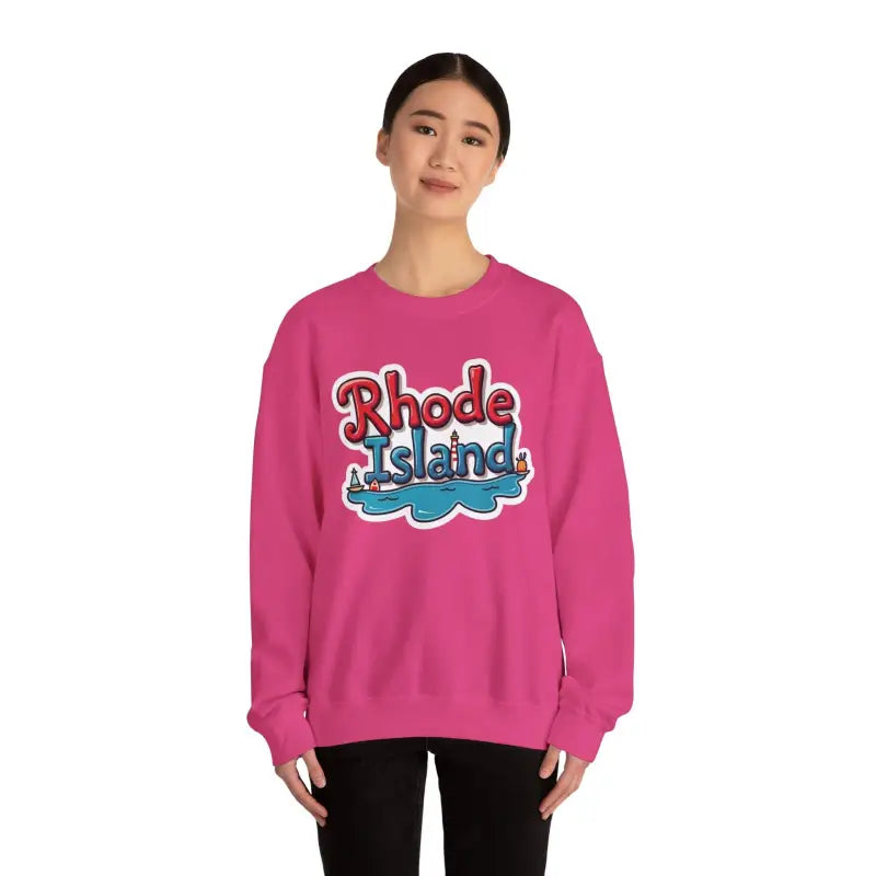 Pink Rhode Island Graphic Crewneck Sweatshirt for stylish and comfortable casual wear
