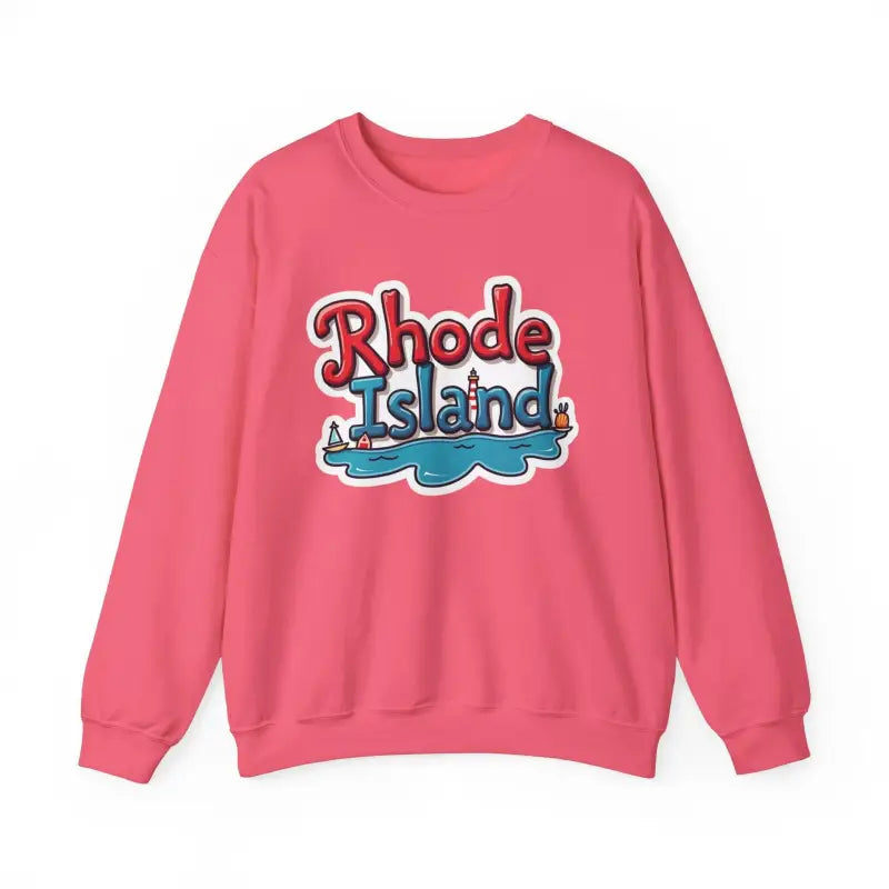 Pink Rhode Island Graphic Crewneck Sweatshirt designed for comfort and style