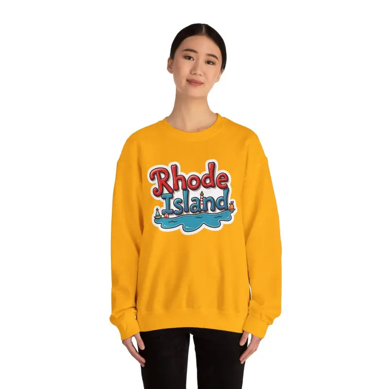 Yellow Rhode Island Graphic Crewneck Sweatshirt for stylish casual wear