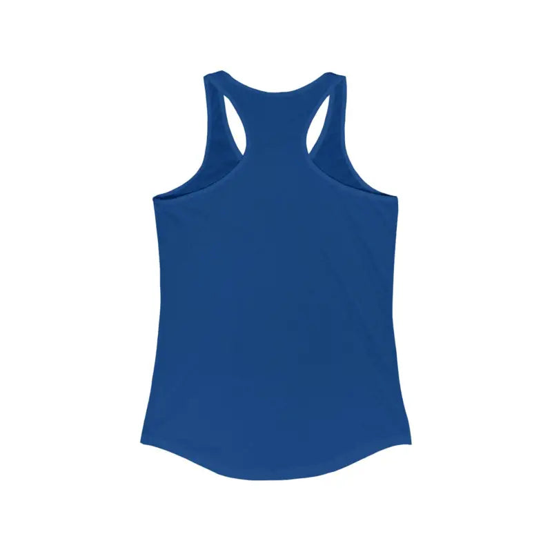Blue Racerback Tank Top featuring Rhode Island graphic design for stylish summer wear