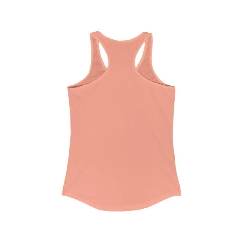 Peach-colored Rhode Island Graphic Racerback Tank Top displayed on a white background