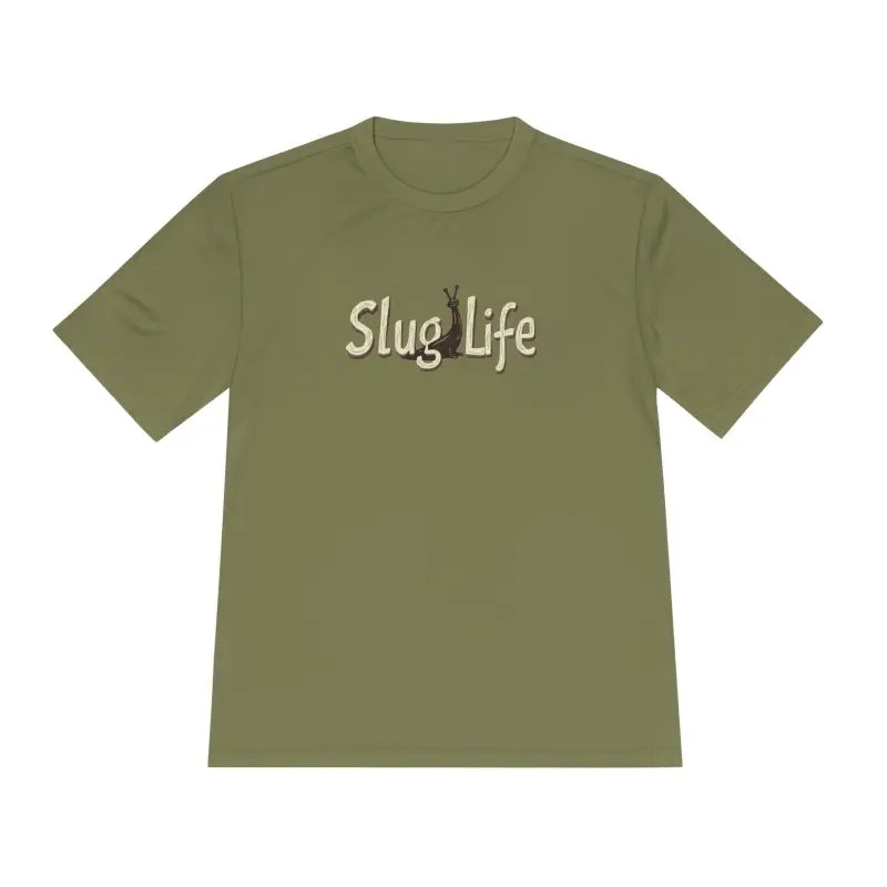 Olive green Slug Life Unisex Moisture Wicking Tee for comfortable, stylish wear