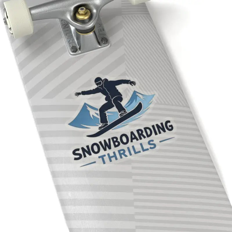 Snowboarding-themed skateboard featured in Snowboarding Thrills Sticker design
