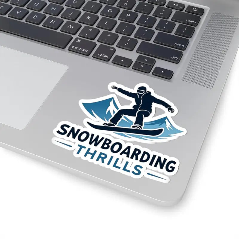 Laptop sticker featuring a snowboarder from the Snowboarding Thrills Sticker collection