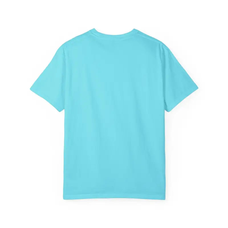 Aqua-colored Suns Out Buns Out Unisex Garment Dyed Summer T Shirt displayed on a mannequin