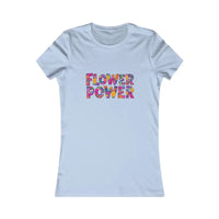Light blue Women’s Floral Flower Power Print T Shirt with colorful floral design