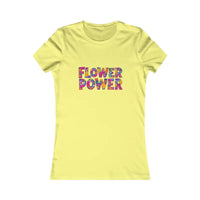Yellow short-sleeved T-shirt with Flower Power floral print for Women