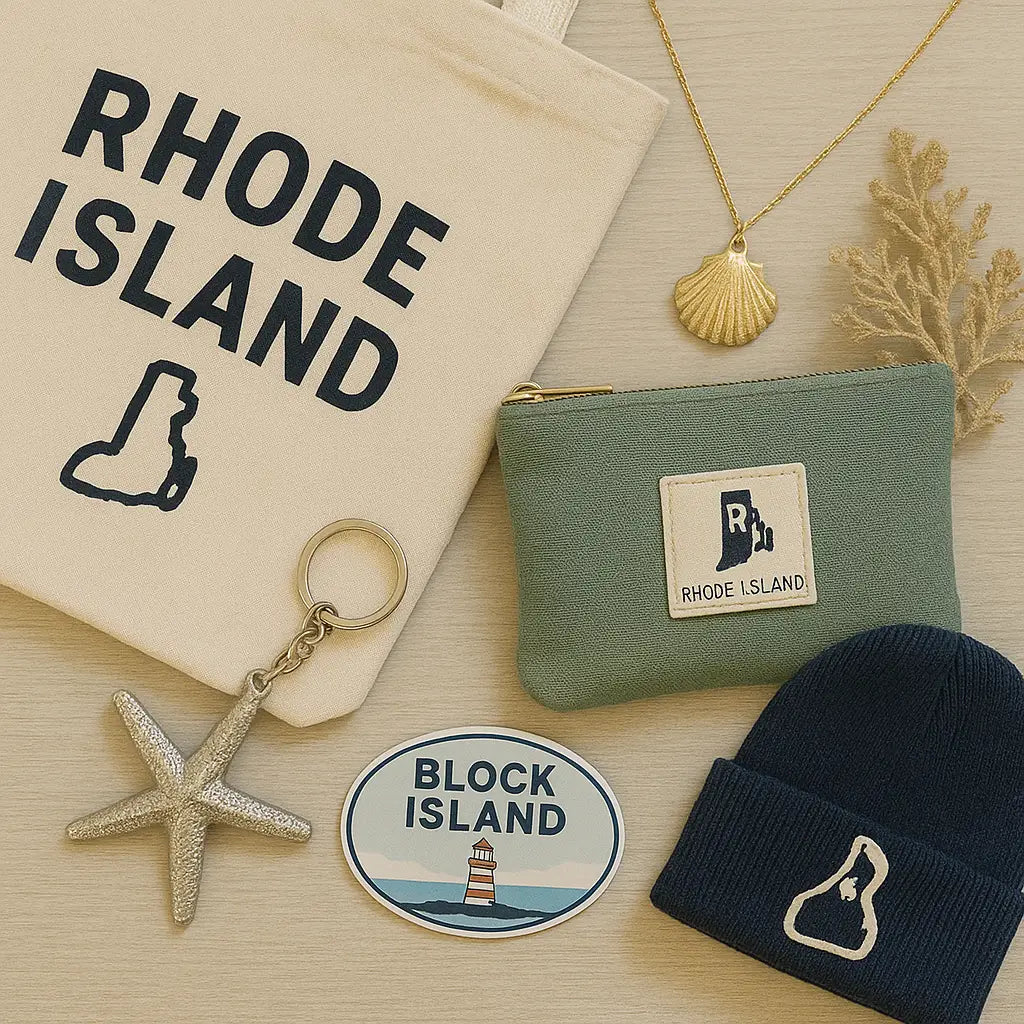 rhode island, ornament, sticker, pocketbook, and beanie