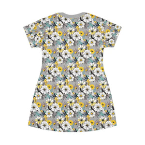 All Over Print Floral Summer T Shirt Dress for Effortless Style - Ocean State Styles