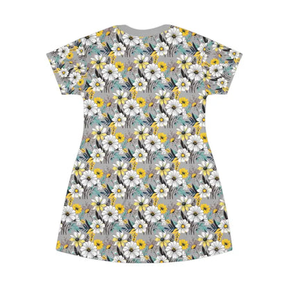 Floral print T-shirt dress featuring vibrant all-over summer design for women