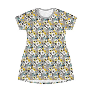 All Over Print Floral Summer T Shirt Dress for Effortless Style - Ocean State Styles