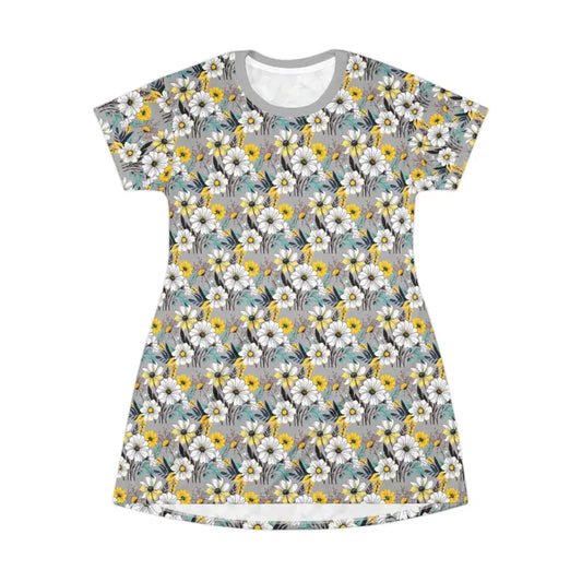 All Over Print Floral Summer T Shirt Dress for Effortless Style - Ocean State Styles