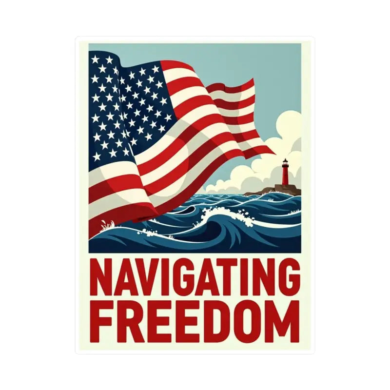 Patriotic nautical poster featuring American Flag Nautical Vinyl Decal design