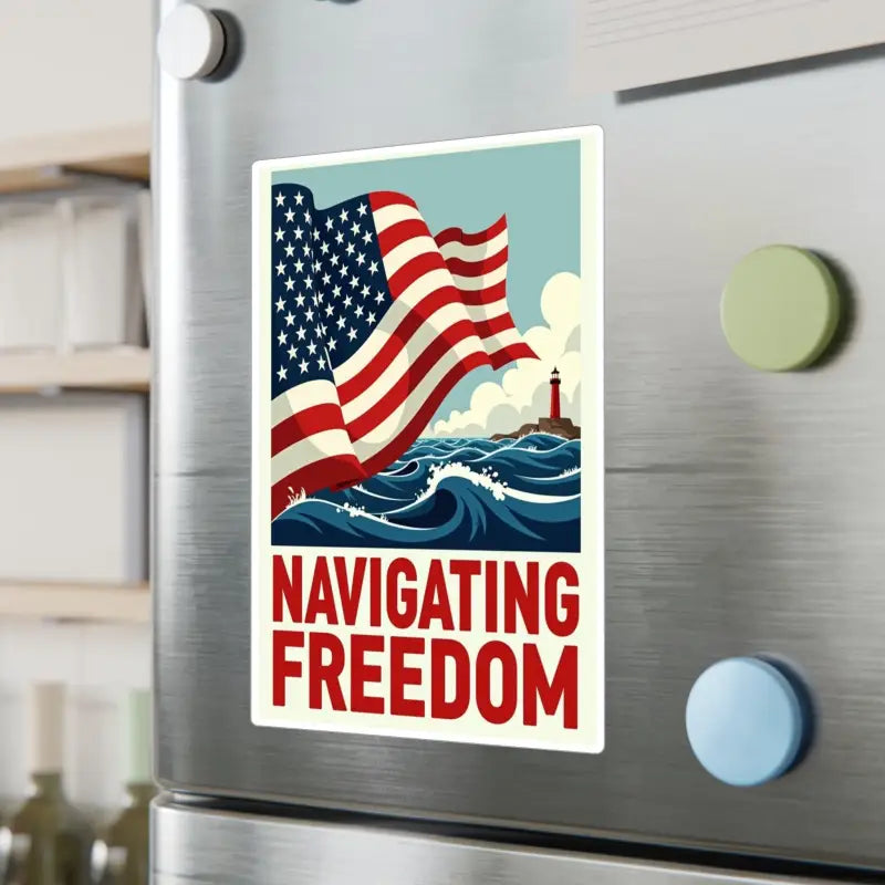 Patriotic magnet design on American Flag Nautical Vinyl Decal for home decor