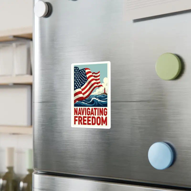 Patriotic magnet featuring American Flag Nautical Vinyl Decal design for home decor