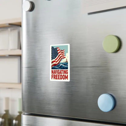 Patriotic Navigating Freedom sticker on American Flag Nautical Vinyl Decal