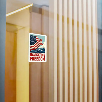 Navigating Freedom sticker displayed on American Flag Nautical Vinyl Decal