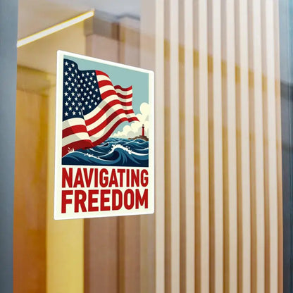 Navigating Freedom poster featured on American Flag Nautical Vinyl Decal product