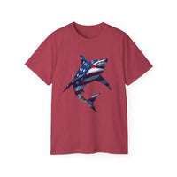 American Flag Shark Design Ultra Cotton Unisex T Shirt - Ocean State Styles