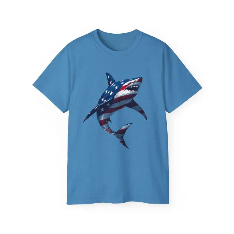 American Flag Shark Design Ultra Cotton Unisex T Shirt - Ocean State Styles