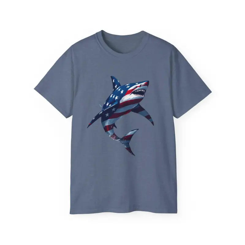 American Flag Shark Design Ultra Cotton Unisex T Shirt - Ocean State Styles