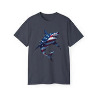 American Flag Shark Design Ultra Cotton Unisex T Shirt - Ocean State Styles