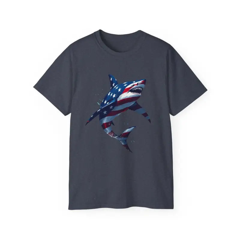 American Flag Shark Design Ultra Cotton Unisex T Shirt - Ocean State Styles