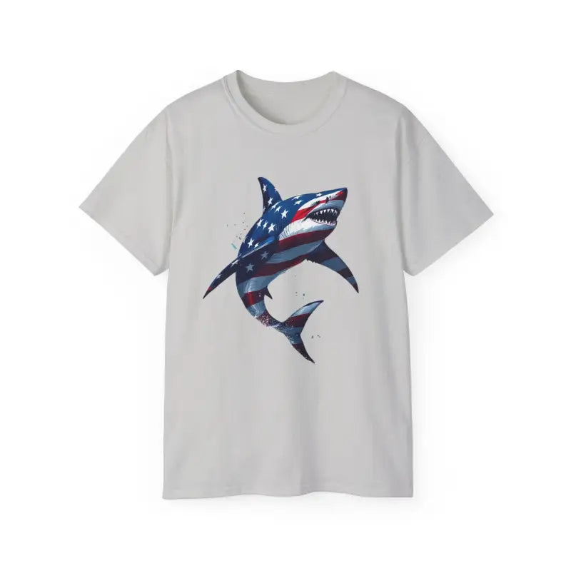 American Flag Shark Design Ultra Cotton Unisex T Shirt - Ocean State Styles
