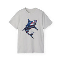 American Flag Shark Design Ultra Cotton Unisex T Shirt - Ocean State Styles