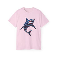 American Flag Shark Design Ultra Cotton Unisex T Shirt - Ocean State Styles