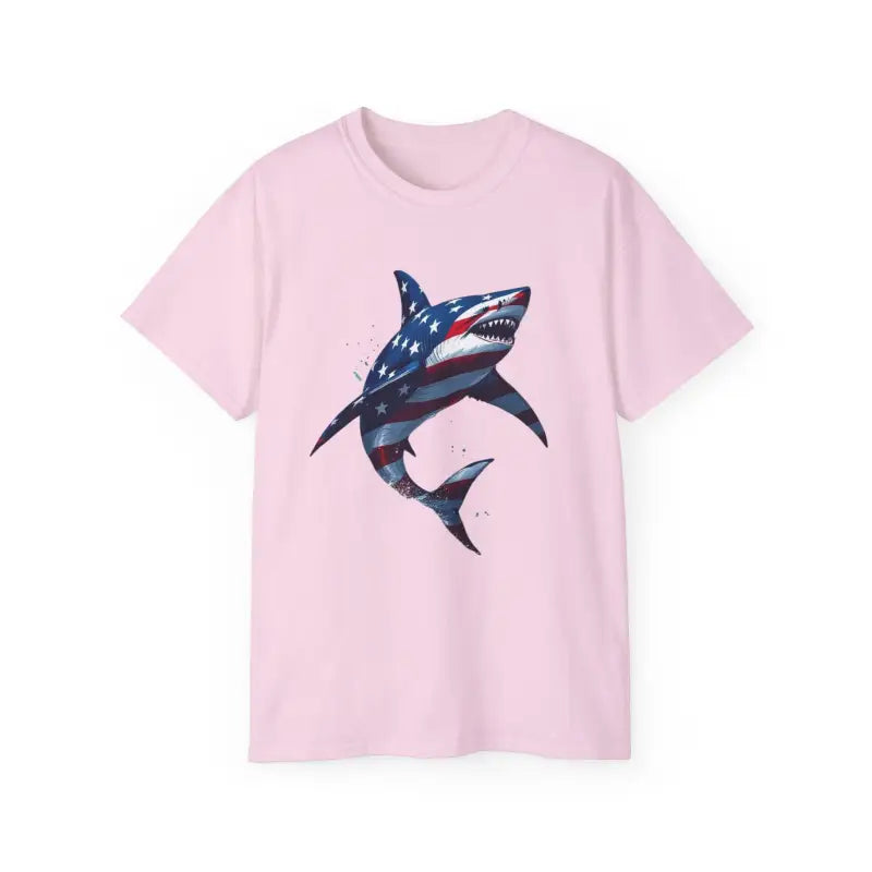 American Flag Shark Design Ultra Cotton Unisex T Shirt - Ocean State Styles