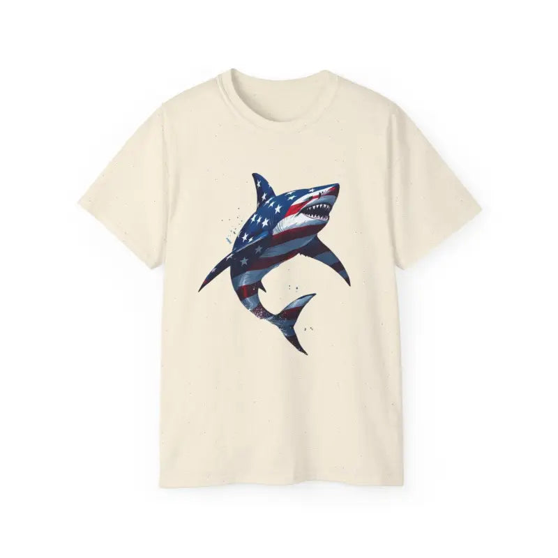 American Flag Shark Design Ultra Cotton Unisex T Shirt - Ocean State Styles