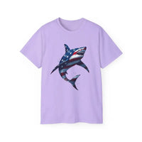American Flag Shark Design Ultra Cotton Unisex T Shirt - Ocean State Styles