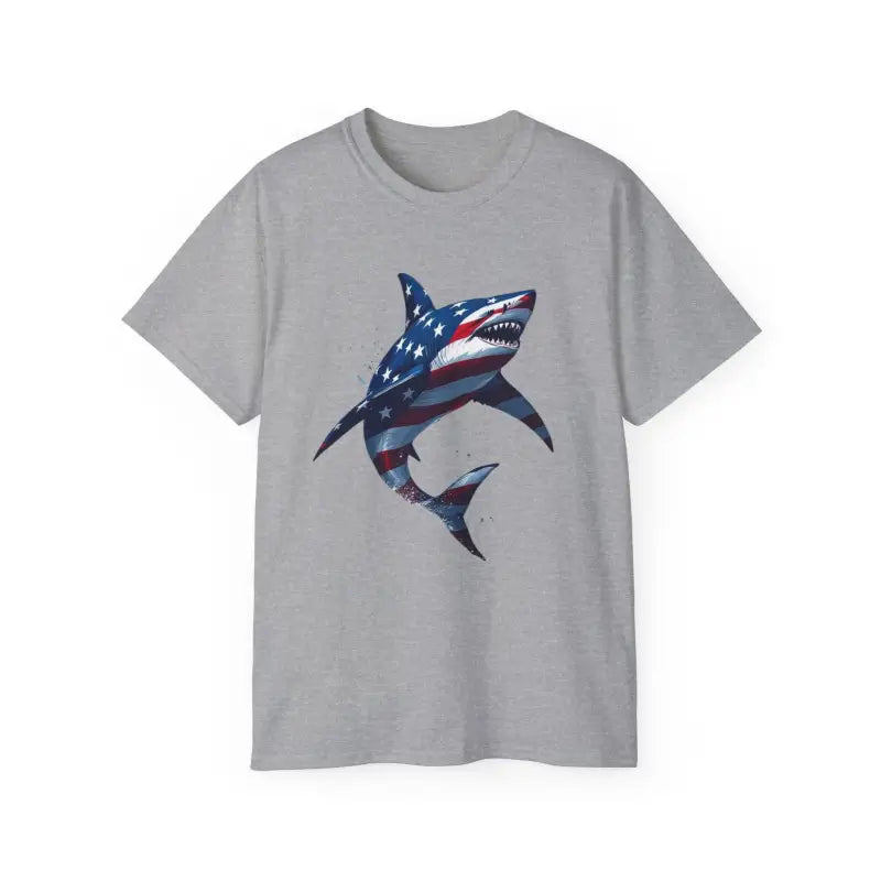 American Flag Shark Design Ultra Cotton Unisex T Shirt - Ocean State Styles