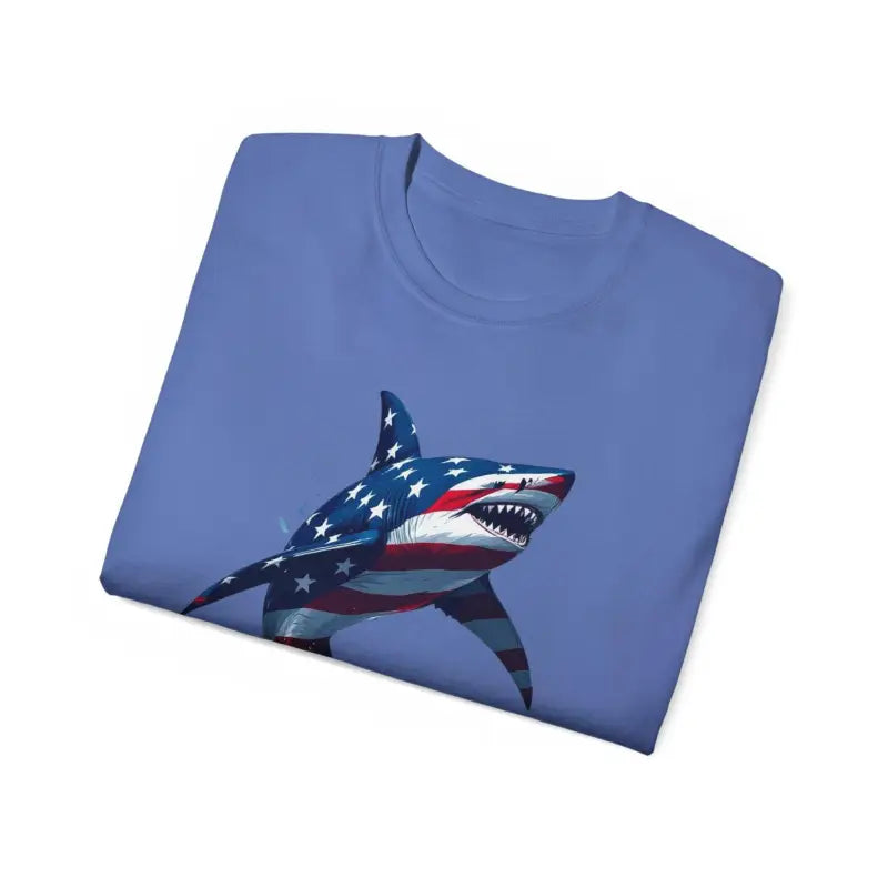 American Flag Shark Design Ultra Cotton Unisex T Shirt - Ocean State Styles