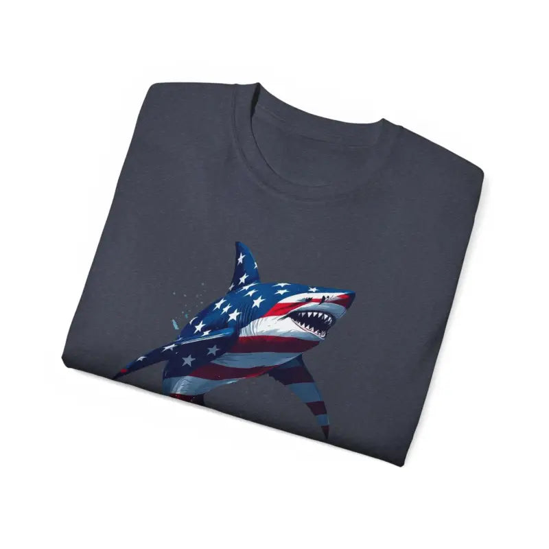 American Flag Shark Design Ultra Cotton Unisex T Shirt - Ocean State Styles